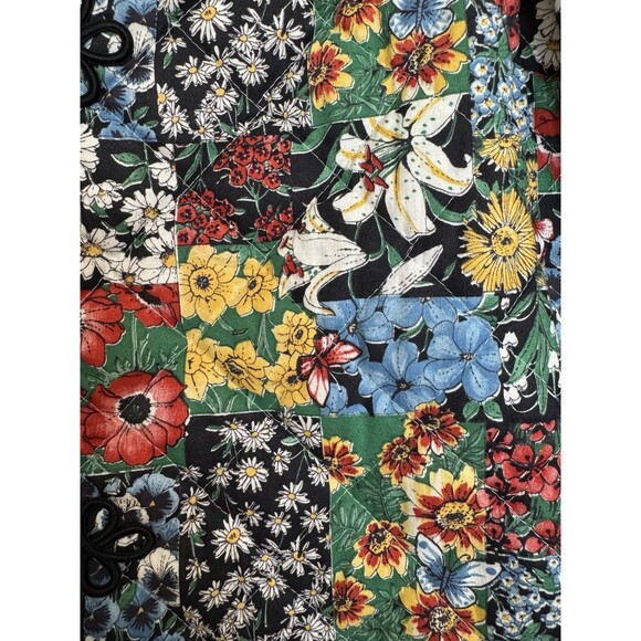 Vintage Quilted Jacket Women  Kimono HandMade Small Patchwork Print Floral - Picture 3 of 10